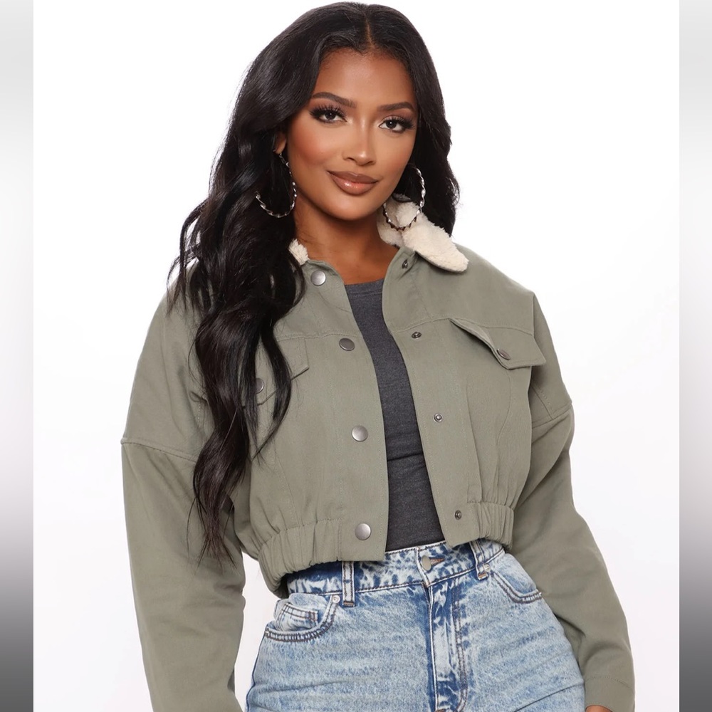 Olive Cropped Jacket